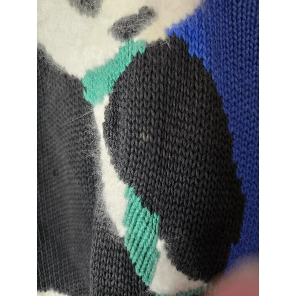 Vintage 90’s panda Cotton blue sweater- Unisex- Fits Like A Large - Picture 3 of 13